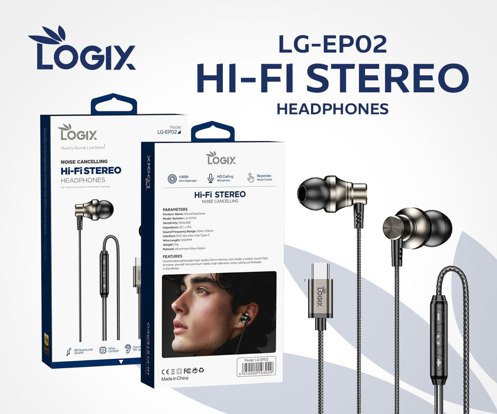 Logix LG-EP02 Hi-Fi Stereo Noise Cancelling Headphones - Logix