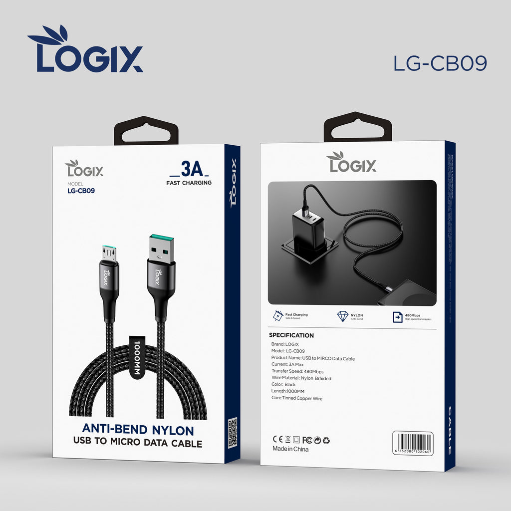 Logix LG-CB09 3A Super Fast Data Cable | USB A to micro - Logix