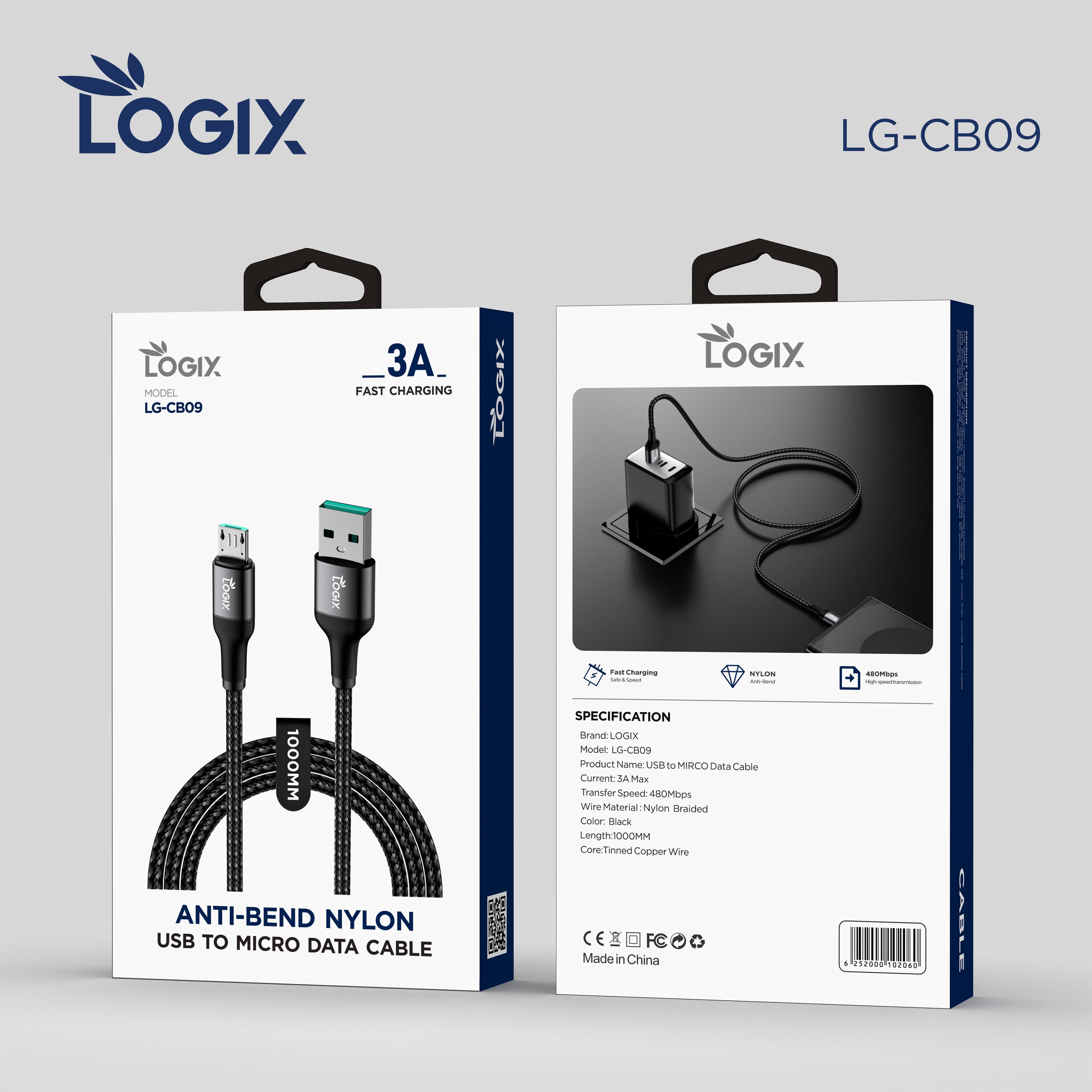 Logix LG-CB09 3A Super Fast Data Cable | USB A to micro - Logix